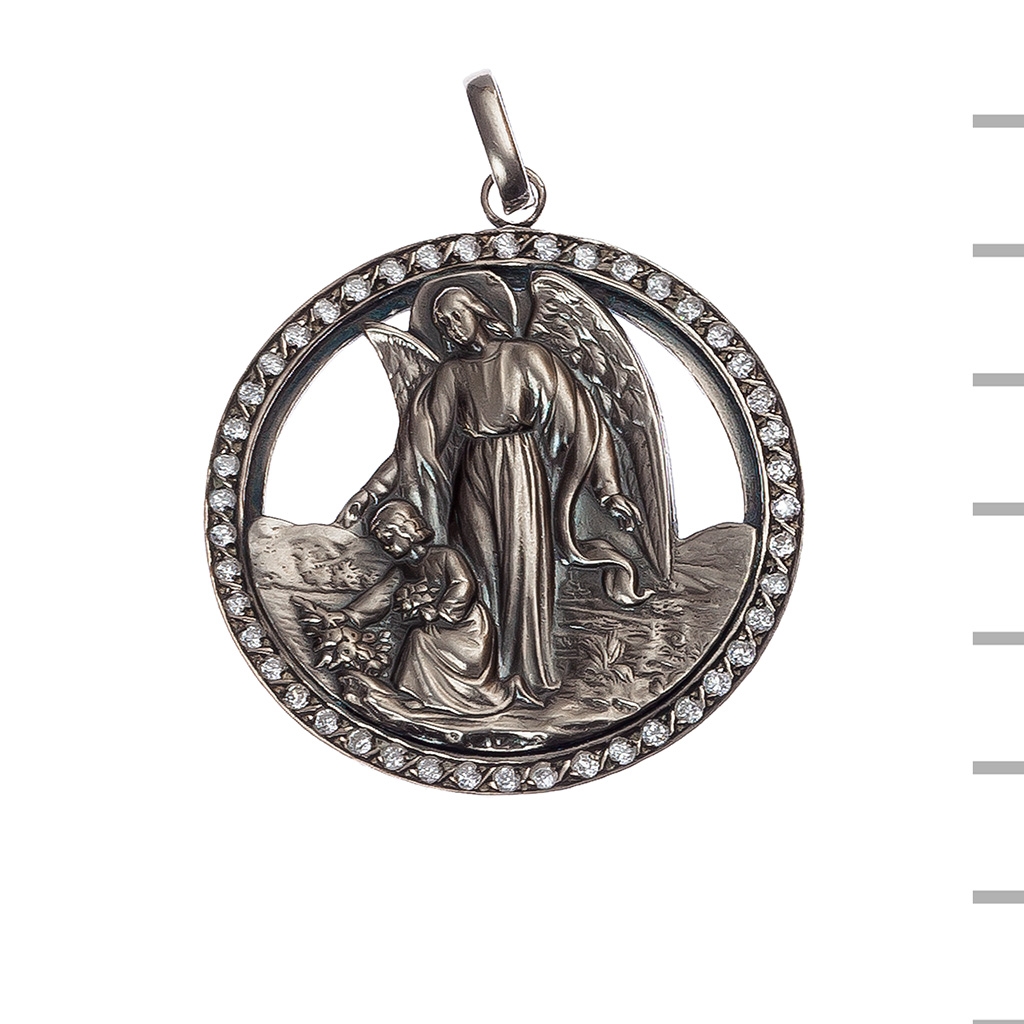 Medalha Prata Redonda Gr. com Zirconias 17,00gr