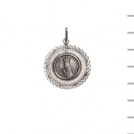 Medalha Prata Redonda Renda Dupla Coroada 4,00gr Medalha Prata Redonda Renda Dupla Coroada 4,00gr