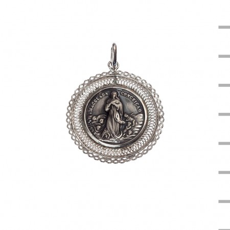 Medalha Prata Renda Dupla N. Sra. Conceição 6,20gr Medalha Prata Renda Dupla N. Sra. Conceição 6,20gr
