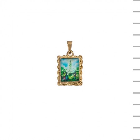 Medalha Rectangular Dourada Fátima Aparição Medalha Rectangular Dourada Fátima Aparição