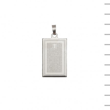 Medalha Rectangular em Aço Inox C/ Pai Nosso Medalha Rectangular em Aço Inox C/ Pai Nosso