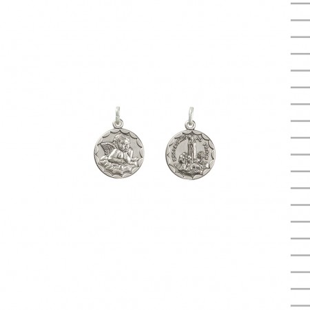 Medalha Redonda Oxidada com Anjo Pensativo/ Aparição Medalha Redonda Oxidada com Anjo Pensativo/ Aparição