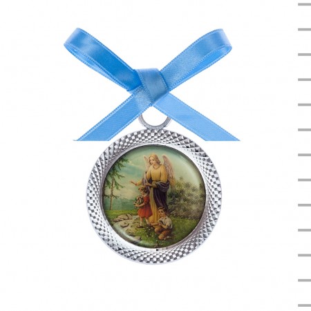 Medalhão Médio Prateado com Anjo Medalhão Médio Prateado com Anjo