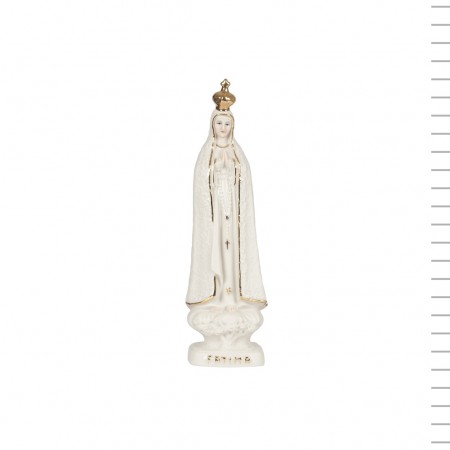 N. Sra de Fátima em Porcelana Ouro 15cm N. Sra de Fátima em Porcelana Ouro 15cm