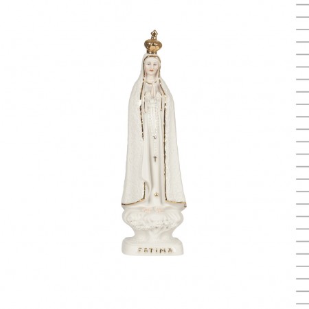 N. Sra. de Fátima em Porcelana Manto Ouro - 18.5cm N. Sra. de Fátima em Porcelana Manto Ouro - 18.5cm