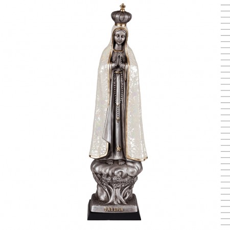 N.ª Sr.ª de Fátima Grande Prata e Pérola Manto Trabalhado 40cm N.ª Sr.ª de Fátima Grande Prata e Pérola Manto Trabalhado 40cm