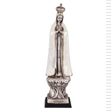 N.ª Sr.ª de Fátima Média Manto Prata Trabalhado 35 cm N.ª Sr.ª de Fátima Média Manto Prata Trabalhado 35 cm