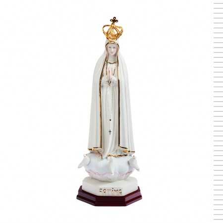 Nossa Sra. Fátima Porcelana Pombas Ouro - 32cm Nossa Sra. Fátima Porcelana Pombas Ouro - 32cm