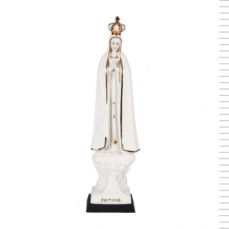 Nª. Srª. de Fátima Pequena Ouro e Manto Trabalhado 31 cm Nª. Srª. de Fátima Pequena Ouro e Manto Trabalhado 31 cm
