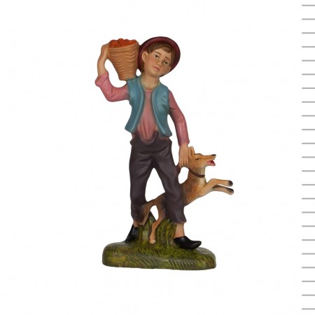 Pastor com Cesta ao Ombro e Cão pela Trela 16cm Pastor com Cesta ao Ombro e Cão pela Trela 16cm