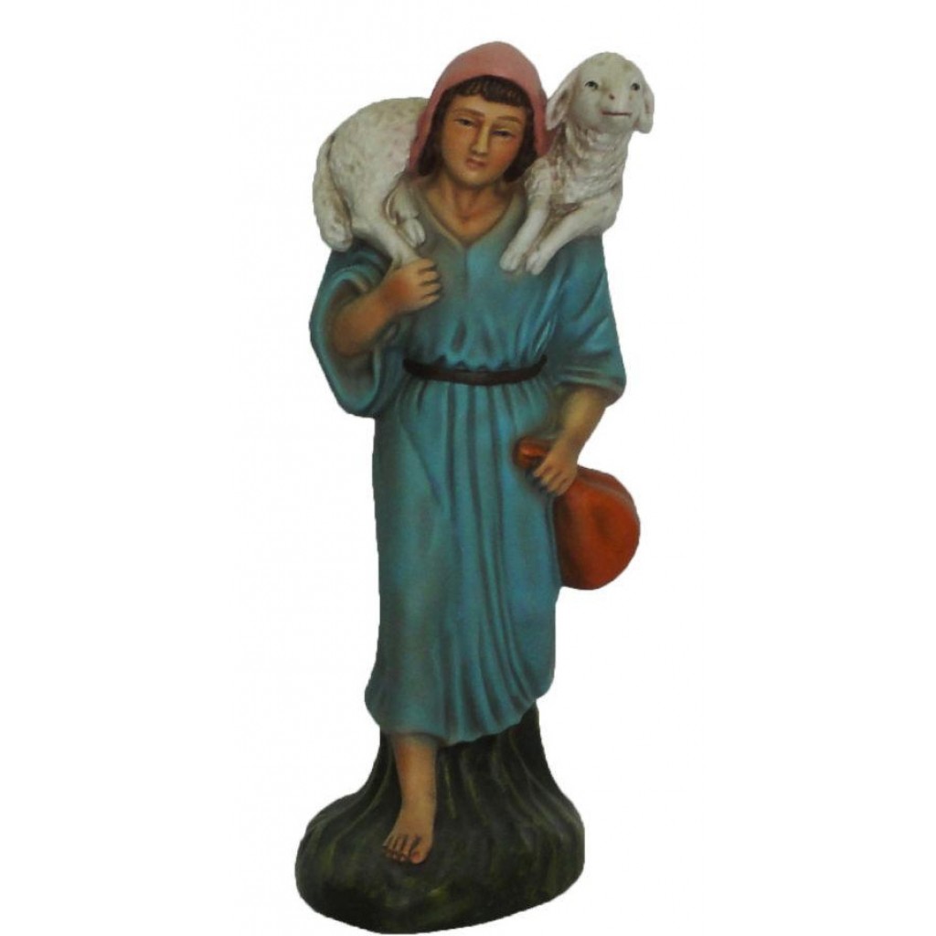 Pastor com Saco na Mão e Ovelha ao Ombro 31cm
