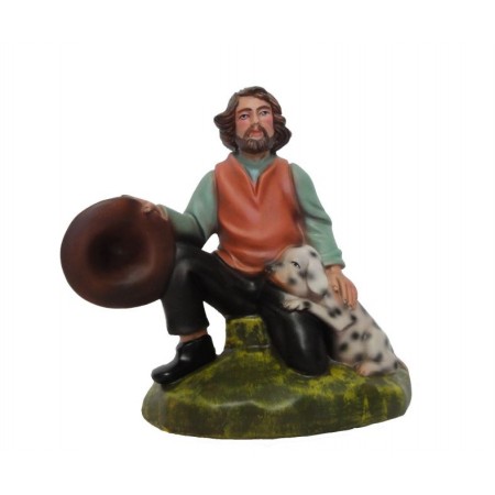 Pastor de Joelhos com Cão e Chapéu 18cm Pastor de Joelhos com Cão e Chapéu 18cm