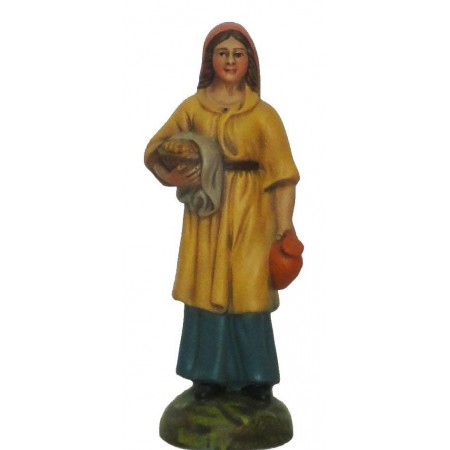 Pastora com Cantara na Mão e Cesta de Fruta 16cm Pastora com Cantara na Mão e Cesta de Fruta 16cm