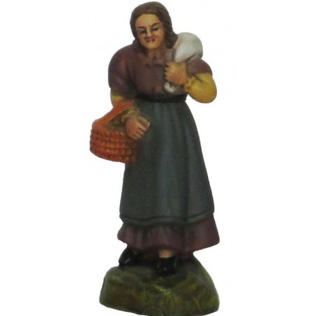 Pastora com Saco às Costas e Cesta no Braço 13cm Pastora com Saco às Costas e Cesta no Braço 13cm