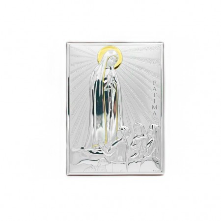 Placa Bilaminada C/ Aparição de Fátima Ouro26x19cm Placa Bilaminada C/ Aparição de Fátima Ouro26x19cm