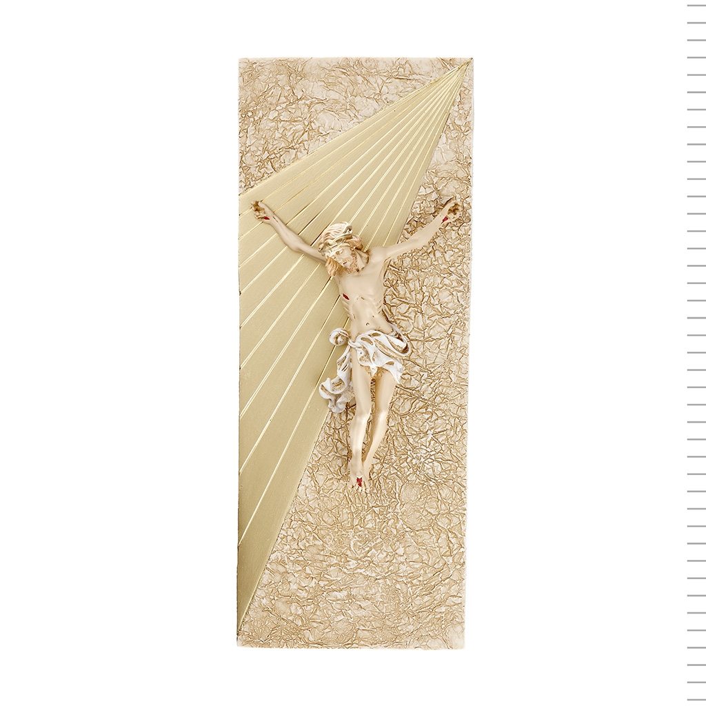 Placa com Cristo Pedra e Ouro 19*34cm