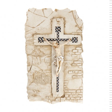 Placa com Crucifixo em Pedra 42*25cm Placa com Crucifixo em Pedra 42*25cm