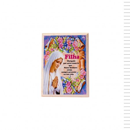 Placa de Madeira com Fátima e Flores 19*15 Placa de Madeira com Fátima e Flores 19*15