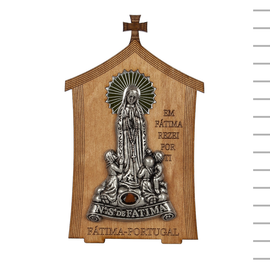 Placa de Madeira Fátima Metal 12.50x7.20cm