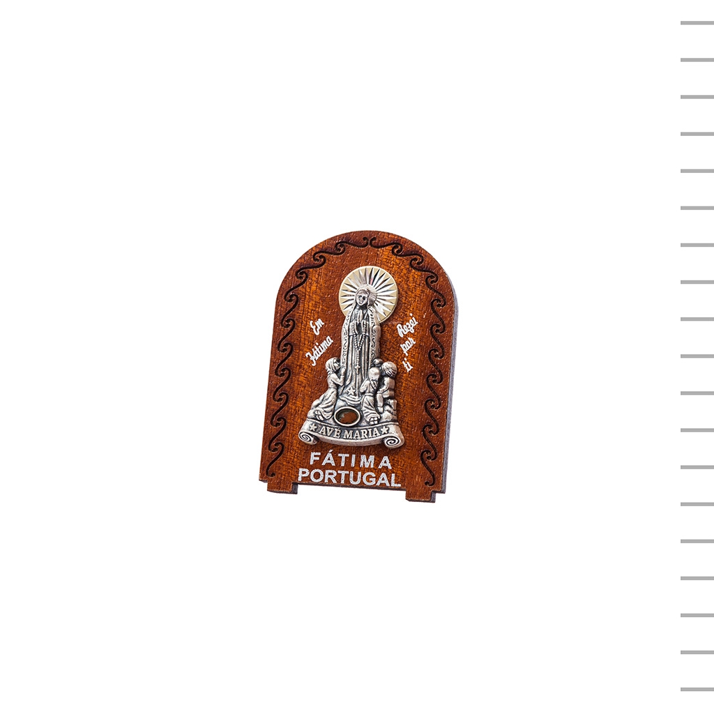 Placa de Madeira Fátima Metal 7 cm
