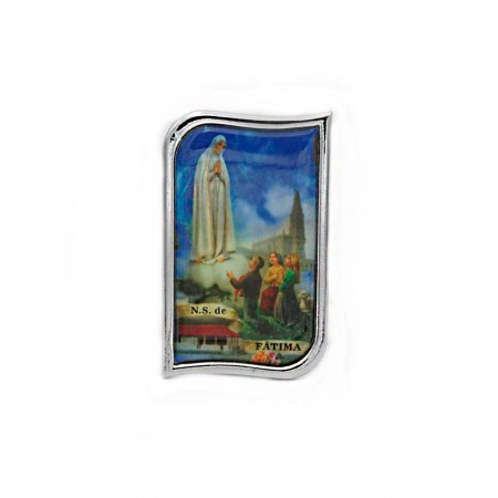 Placa Metal C/ Ap. Fátima Resina Colorida 9cm