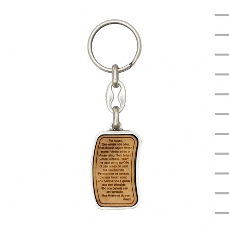 Porta Chaves Madeira de Oliveira e Metal com Pai Nosso Porta Chaves Madeira de Oliveira e Metal com Pai Nosso