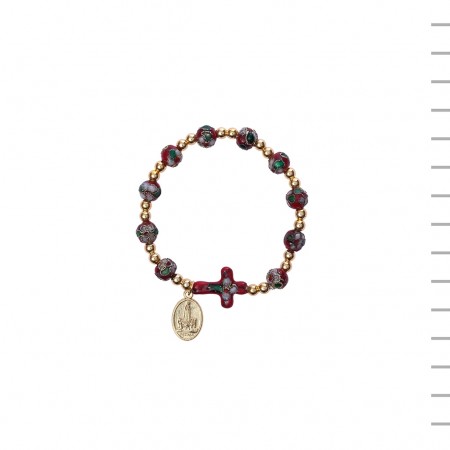 Pulseira Dezena Cloisonne 8mm com Cruz e Medalha Pulseira Dezena Cloisonne 8mm com Cruz e Medalha
