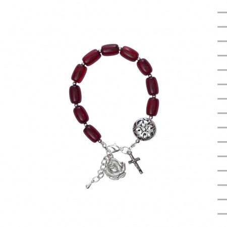 Pulseira Dezena Conta Madeira Medalha e Crucifixo Pulseira Dezena Conta Madeira Medalha e Crucifixo