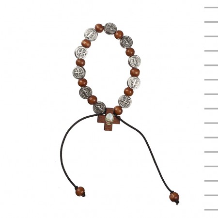 Pulseira Elástica em Madeira de São Bento e Fátima Pulseira Elástica em Madeira de São Bento e Fátima