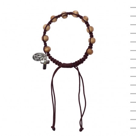 Pulseira Madeira com Fio e Crucifixo + Medalha Pulseira Madeira com Fio e Crucifixo + Medalha