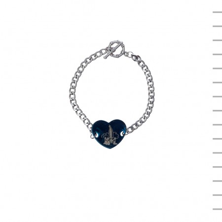 Pulseira Medalha Coração Fátima Azul Pulseira Medalha Coração Fátima Azul