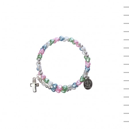 Pulseira Terço Contas Coração Cores Diversas Pulseira Terço Contas Coração Cores Diversas