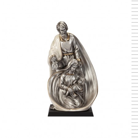 Sagrada Família Estilizada Prateada e Dourada 27 cm