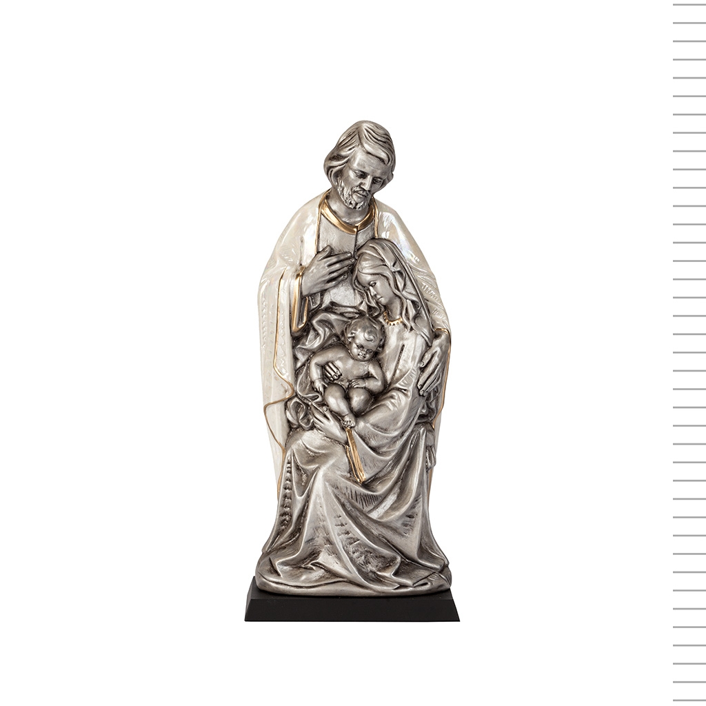 Sagrada Família Estilizada Prateada e Dourada 28 cm