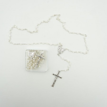 Terço Conta Redonda Madre Pérola Passador Coração Terço Conta Redonda Madre Pérola Passador Coração