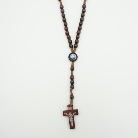 Terço de Fátima Conta de Madeira e Cordão Terço de Fátima Conta de Madeira e Cordão