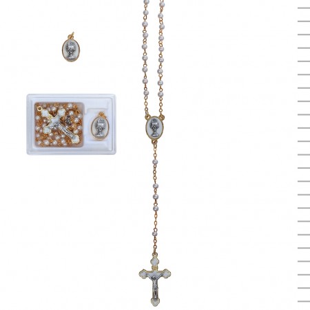 Terço + Medalha Dourado Para Comunhão Com Caixa Terço + Medalha Dourado Para Comunhão Com Caixa