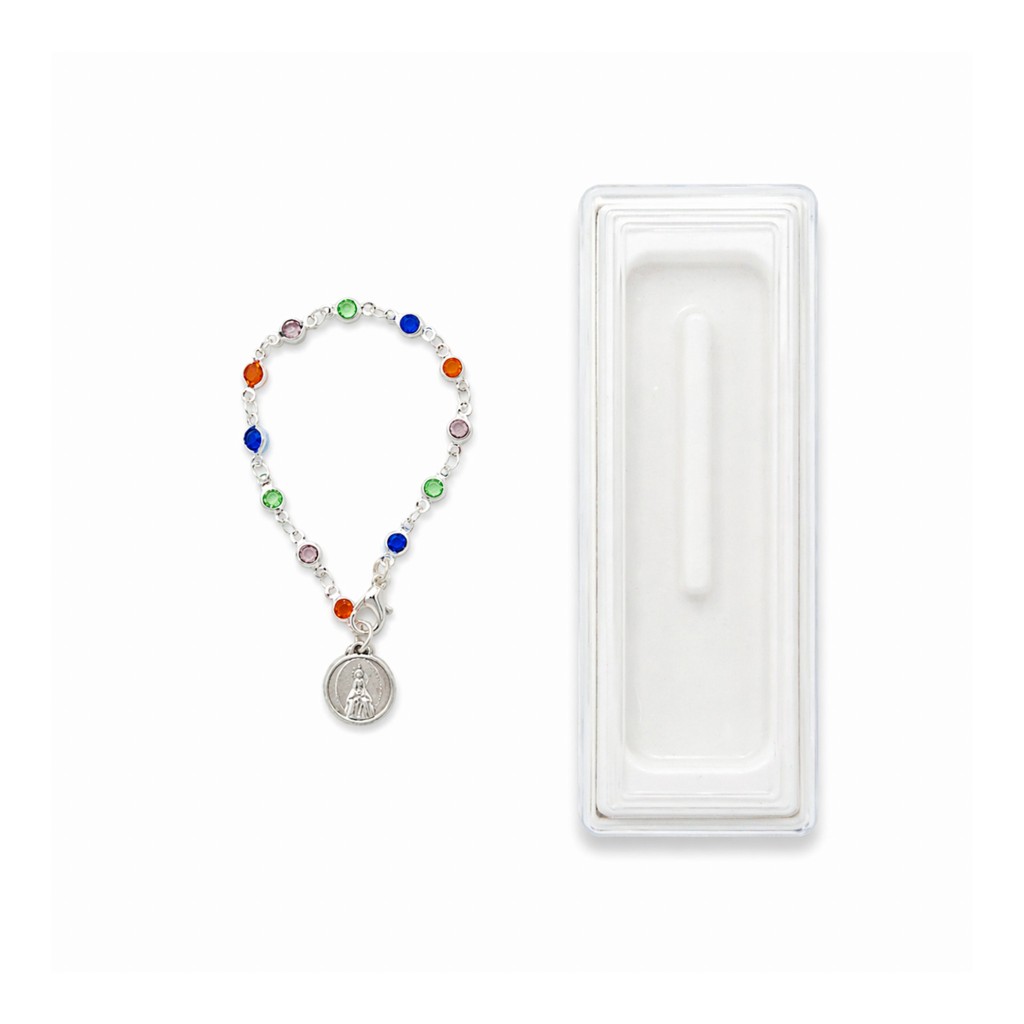 Pulseira Contas Coloridas C/ Medalha C/ Caixa