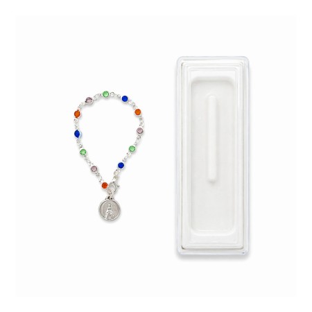 Pulseira Contas Coloridas C/ Medalha C/ Caixa