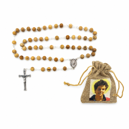 Terço de Madeira Div. Santos C/ Bolsa Ilustrada