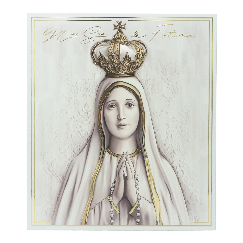 Placa C/ Nª Sr.ª de Fátima Coroada C/ Brilho 33x38cm