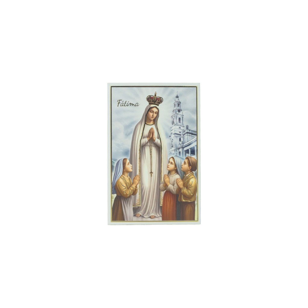 Placa C/ Aparição de Fátima C/ Brilho 11.5x17.5cm
