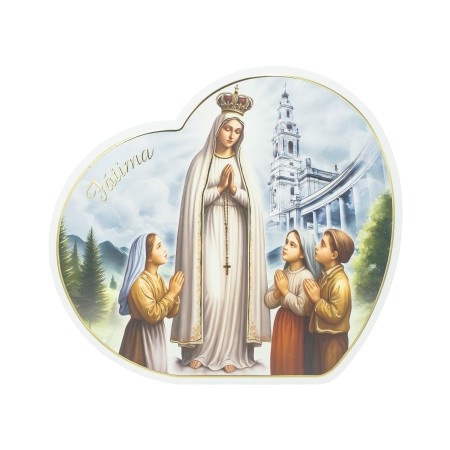 Placa Coração C/ Aparição de Fátima 35.5x32cm