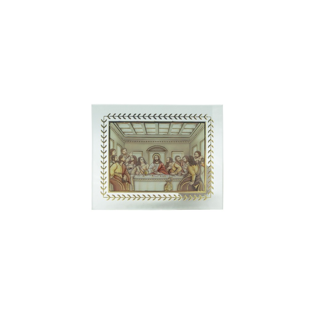 Placa de Vidro C/ Última Ceia Colorida 12x15cm