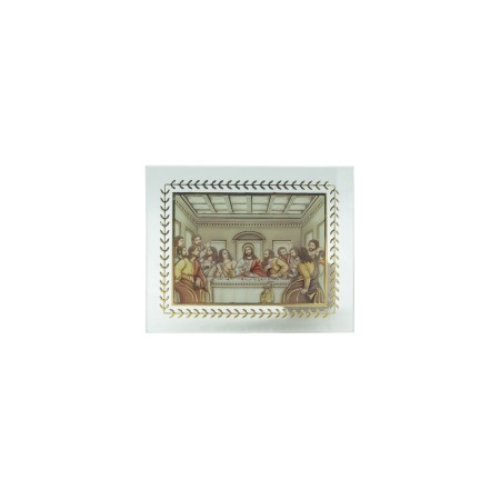 Placa de Vidro C/ Última Ceia Colorida 12x15cm