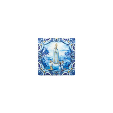 Quadro/Placa Imit. Azulejo C/ Ap. e Santuário Fátima 12x12cm Quadro/Placa Imit. Azulejo C/ Ap. e Santuário Fátima 12x12cm