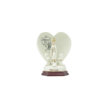 Coração C/ Aparição de Fátima Porcelana 15.5cm Coração C/ Aparição de Fátima Porcelana 15.5cm