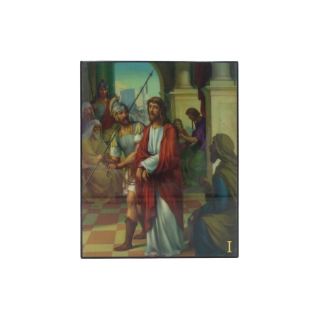 Via Sacra Madeira Colorida C/ Nº Estações Dourado