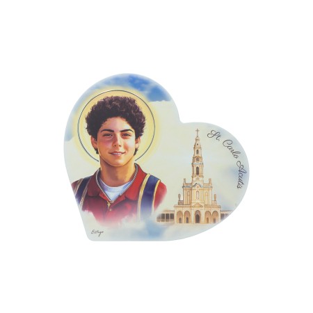 Placa Coração S. Carlo Acutis + Santuário Fátima 28x25.50cm