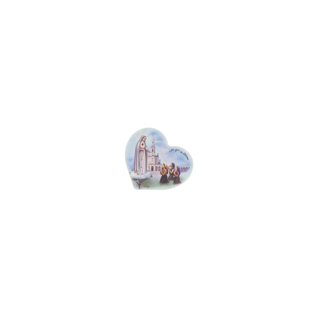 Placa Coração C/ Aparição de Fátima 8x7.5cm